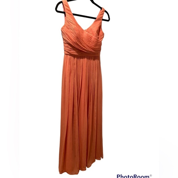 JCrew Silk Sheer Chiffon Heidi Gown- Pastel Coral Formal Bridesmaid Dress-size 2 - Picture 1 of 15